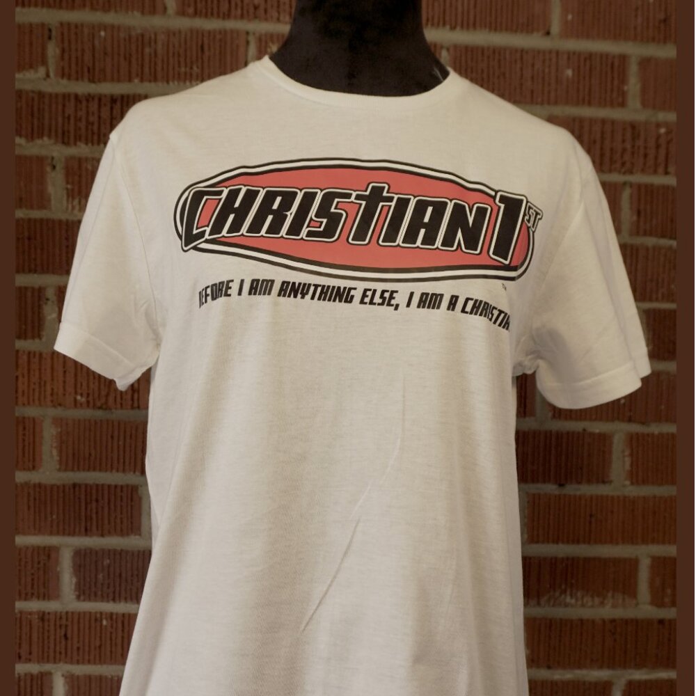 Woman's Large Christian 1st T-Shirt White